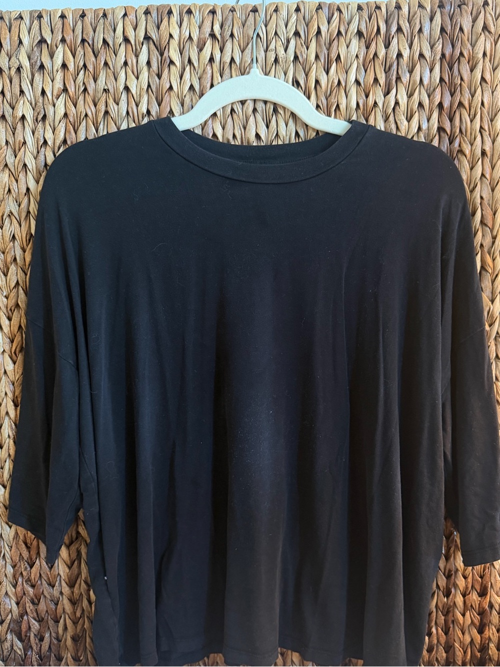 Eileen Fisher Black Relaxed Long Sleeve Crewneck Top